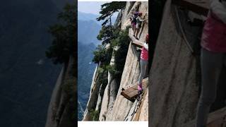 Mount Huashan Plank Walkor Cliffside Path a most dangerous attractionHowever great view of Nature [upl. by Rica]