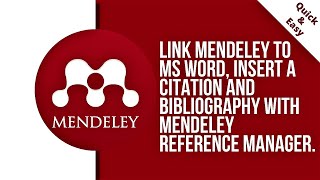 How to link Mendeley to MS Word  Insert citation and references using Mendeley Reference Manager [upl. by Ahsinoj254]