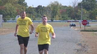 Blind war hero runs Hartford half marathon [upl. by Ramirol]