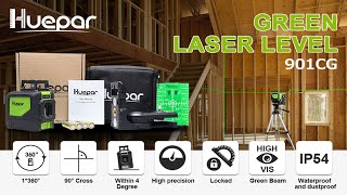 Best laser level  Huepar 901CG SelfLeveling Laser Level  360 Green Beam Cross Line Laser Tool [upl. by Nnahtebazile]