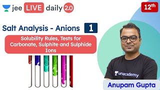 JEE Salt Analysis  Anions L1  Class 12  Unacademy JEE  JEE Chemistry  Anupam Gupta [upl. by Aihsia967]