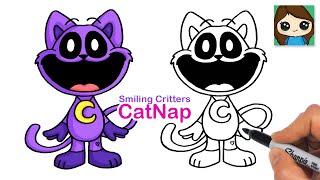 How to Draw CatNap Smiling Critters  Poppy Playtime [upl. by Yadnil99]