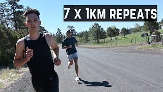 Hobbs Kessler amp Bryce Hoppel  1km Repeats  Pre Classic Tune Up Workout [upl. by Sullecram]