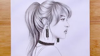 Easy drawing tutorial step by step  How to draw cute Face  side view  Pencil Sketch for beginners [upl. by Ayekan]