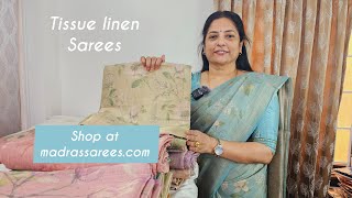 Anjali Tissue linen  shop at madrassareescom  Pastel collections [upl. by Stinson795]