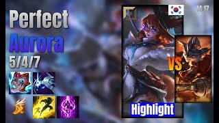 Perfect Top Aurora vs Rumble lol KR solo rank Highlight 1417 [upl. by Georg903]