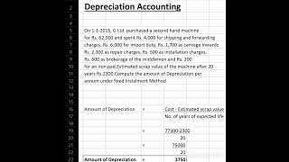 Depreciation Accounting exercise no 13  FA [upl. by Mafalda]