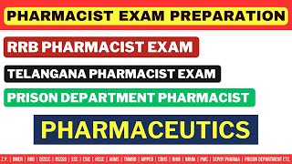 PHARMACEUTICS  PHARMACIST EXAM PREPARATION  RRB  PRISON DEPARTMENT  TELANGANA PHARMACIST EXAM [upl. by Bilek]