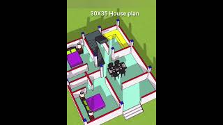 30X35 House plan construction building 2delevation homedesign 2bhkhousedesign 3dhomeplan [upl. by Broome]