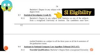 ELIGIBILITY STATISTICAL INVESTIGATORS 👍SSC CGL 2021✅GRADE 2 [upl. by Eben]