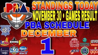 pba standings today November 30 2024  games results  games schedule December 1 2024 [upl. by Sergu]