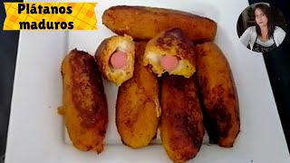 Plátanos maduro relleno 3 ingredientes 🍌 Recetas de cocina fácil y rápido [upl. by Helge]