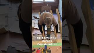 Tips How To Install Stringer On Stairs carpenter carpentry woodworking youtube youtubeshorts [upl. by Matlick428]