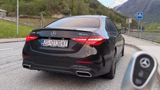 MERCEDES C CLASS AMG Line  EVENING POV test drive near ZERMATT in Switzerland [upl. by Oruam]