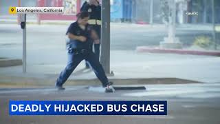 1 dead after hijacked bus speeds through Los Angeles with driver held at gunpoint [upl. by Hgielyk]