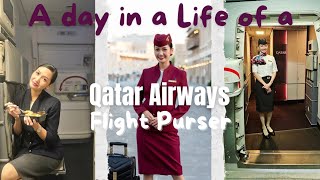 A day in a life of a Qatar Airways Purser  Filipino Flight Attendant [upl. by Vada]