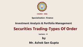 Investment Analysis amp Portfolio Management  Securities TradingTypes of Order  AKTU Digital [upl. by Kyre]