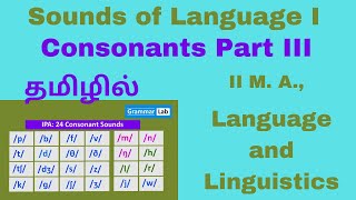 Sounds of Language  Consonants III Explanation in Tamil Affricates Approximants Transcriptions [upl. by Beach686]