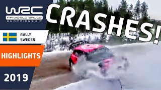 WRC  Rally Sweden 2019 CRASH Highlights Stuck in Snow Spins Rally Crashes and Mistakes [upl. by Euginimod]