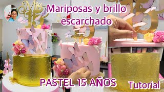 Mariposas y brillos escarchados Pastel 15 años  Tutorial Decoración Fondant [upl. by Madelyn]