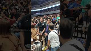 Magnolia team manager Alvin Patrimonio with Bong Alvarez during Game 1 of the PBA finals [upl. by Nevin549]