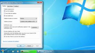 Windows 7 Tutorial 1  Changing the Taskbar Settings [upl. by Assetak]