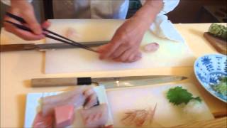 Tsukiji Masamoto Takohiki Slicing Sashimi with Sushi Chef Ichimura of Brushstroke [upl. by Ardnohsal]