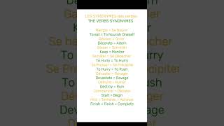 Les synonymes des verbes the verbs synonymes [upl. by Nyladnohr135]