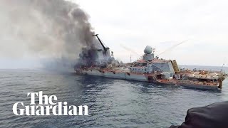 Footage appearing to show damaged Russian warship Moskva emerges [upl. by Magna]