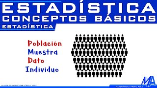 Conceptos básicos de estadística  Población muestra dato individuo [upl. by Miksen579]