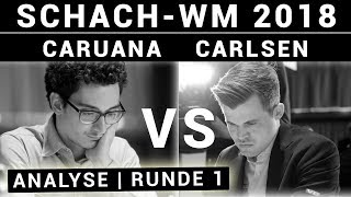 Fabiano Caruana vs Magnus Carlsen  SchachWM 2018 Partie 1  SchachAnalyse [upl. by Antebi]