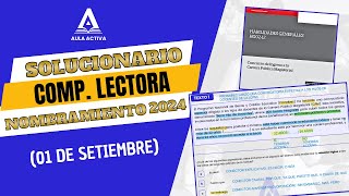 SOLUCIONARIO EXAMEN DE NOMBRAMIENTO 2024  Comprensión Lectora 01 de Setiembre [upl. by Celestyna]