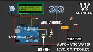 Automatic Water Level Controller Using Arduino  Wokwi [upl. by Airahcaz]