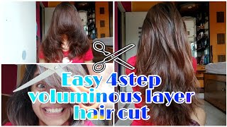 4 Step Voluminous Layer Hair Cut  DIY easy hair cut at home  Life With Piku  Priyanka Malik [upl. by Idnaj]