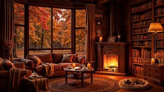 Cozy Reading Nook Ambience 📚 Smooth Jazz Music with Fireplace Sounds for Peaceful Sleep [upl. by Leahcimdivad]