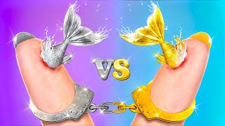 Gold Girl vs Silver Girl in Jail How to Become a Mermaid [upl. by Haggar]