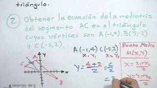 Ecuación de la mediatriz en un triángulo  geometría analítica PARTE 2 [upl. by Mcmillan]