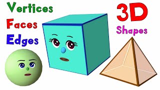 Learn About Faces Edges and Vertices  3D Shapes  Basic Geometry for Kids  Noodle Kidz [upl. by Kcinemod]