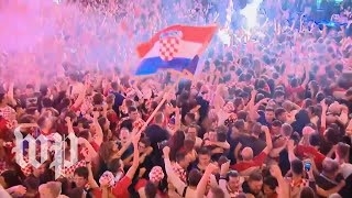 Croatia advanced to its firstever World Cup final Watch how fans celebrated [upl. by Nitniuq]