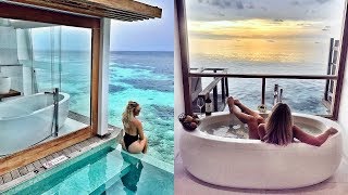 Most Insane Maldives Trip Part 2 Best Maldives Water Villas Vlog  Kandolhu Maldives  Em Sheldon [upl. by Aisorbma]