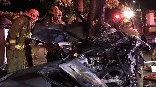 Quadruple Fatal Crash  Northridge RAW FOOTAGE [upl. by Aihsal]