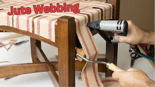 Install Jute Webbing DIY Upholstery Project Two Ways  Make a Jute Seat Base with Webbing Stretcher [upl. by Chimene]