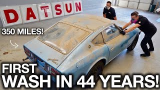 First Wash in 44 years Barn Find Datsun 280z with only 350 Original Miles [upl. by Eilsek]