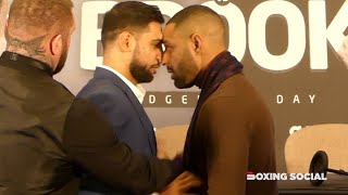 Amir Khan PUSHES Kell Brook at HEATED FIRST FACE OFF as Welterweight Clash Finally Announced [upl. by Hatfield162]