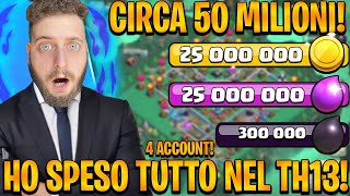 HO SPESO 50 MILIONI in MIGLIORAMENTI nel TH13 su CLASH OF CLANS costoso [upl. by Giuseppe]