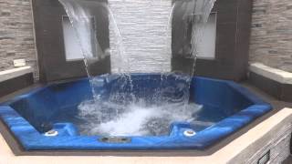 JACUZZI OCTOGONAL CON CASCADAS Y ACABADOS EN PORCELANATO [upl. by Eerol]