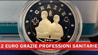 2 Euro Grazie Professioni Sanitarie Italia 2021  Moneta da 2€ Rara BE PP FS Proof Fondo Specchio [upl. by Flann]