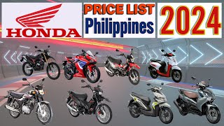 Honda Motorcycles Price List in Philippines 2024 [upl. by Euqirrne]