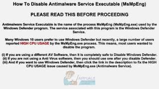 FIX Disable Antimalware Service Executable High CPU Usage [upl. by Sibie]