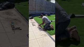 How to Trim and Tuck in Artificial Grass Edges green green diy trim [upl. by Rehpotsirc117]